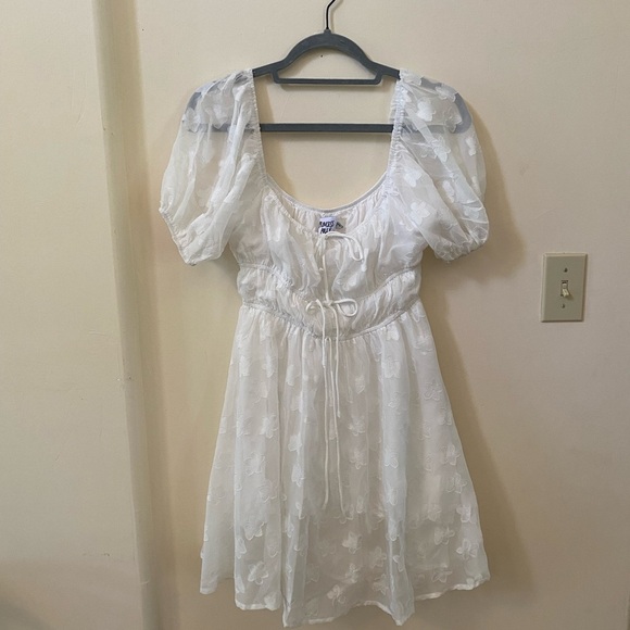 PRINCESS POLLY KENNY MINI DRESS PUFFY SQUARE NECK FLORAL PATTERN FRONT TIES - Picture 2 of 10